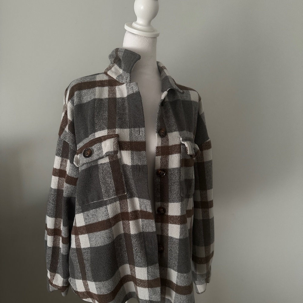 UNKNOWN BRAND Plaid Button-Up Shirt Jacket-Size M/L